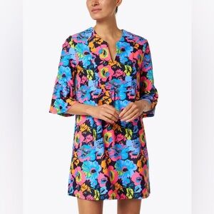Jude Connally Kerry Colorful Floral Print Shift Dress Pockets Women’s Size XL